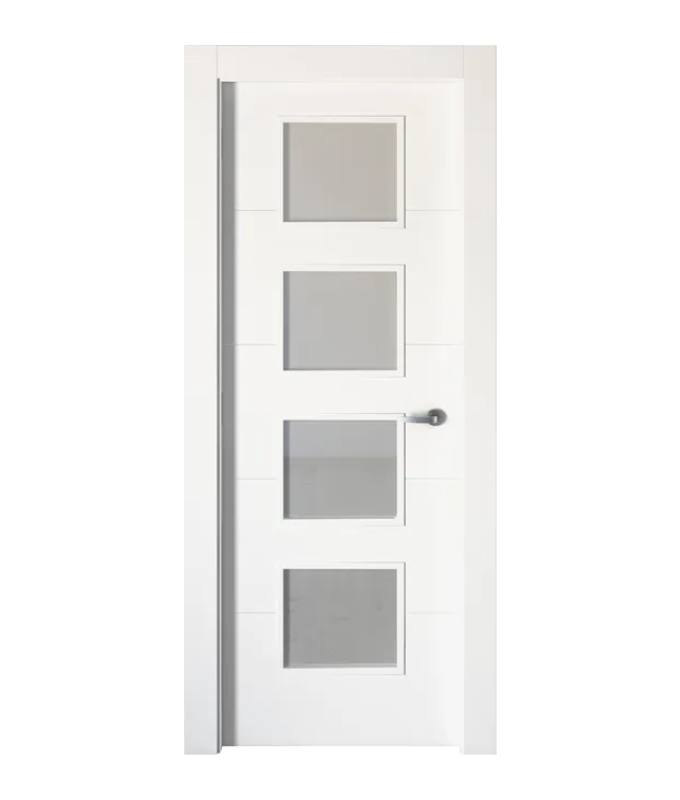 Puerta abatible Lucerna Blanca Line Plus con cristal blanco izquierda de 72.5x20